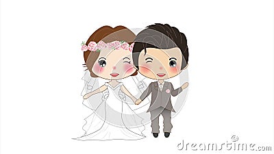 Paarhuwelijk Leuke Vrouw in Bruidkleding en Man in Bruidegom Tuxedo op het Wit Scherm royalty-vrije illustratie Paarhuwelijk Leuke Vrouw in Bruidkleding en Man in Bruidegom Tuxedo op het Wit Scherm royalty-vrije illustratie