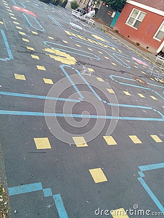 Pac-Man street art park in Seattle, diagonal view Editorial Stock Photo