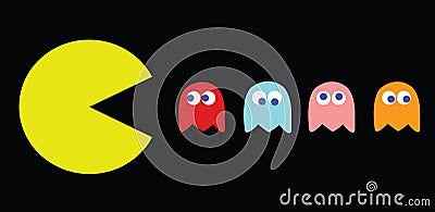 Pac-Man vector illustration, retro game characters Vector Illustration