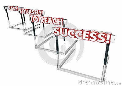 Pace Yourself to Succeed Hurdles Success Win Stock Photo