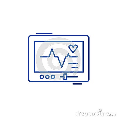 Pacemaker line icon concept. Pacemaker flat vector symbol, sign, outline illustration. Vector Illustration