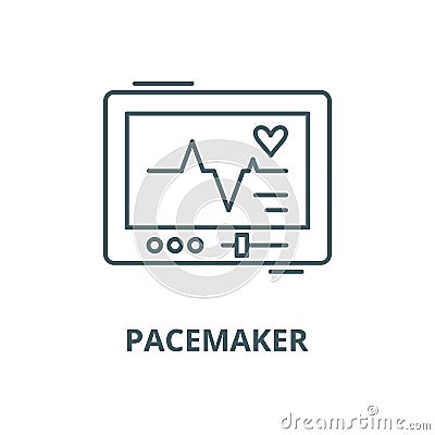 Pacemaker vector line icon, linear concept, outline sign, symbol Vector Illustration