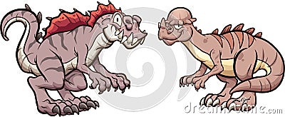 Pachycephalosaurus and acrocanthosaurus dinosaurs smiling Vector Illustration