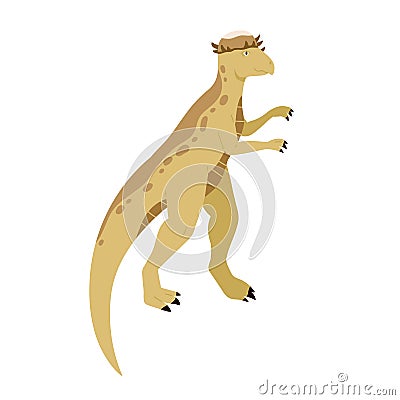 Pachycephalosaurus dino. Extinct dinosaur of ancient jurassic period. Prehistorical animal. Colored flat cartoon vector Vector Illustration