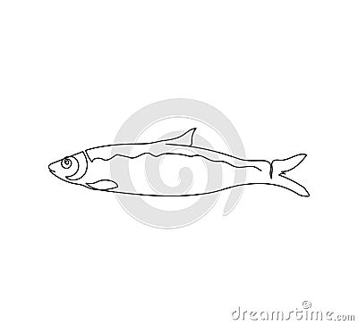 Pacific, atlantic herring, clupea pallasii continuous line drawing. One line art of fish, seafood. Vector Illustration