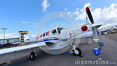 Pacific Aviation P-750 Xstrol single turboprop plane on display Editorial Stock Photo