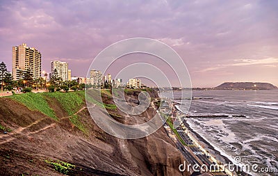 The Pacific coast of Miraflores in Lima, Peru Stock Photo