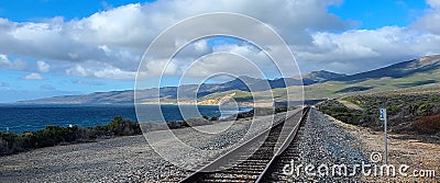 Pacific coast train tracks near Jalama Beach, California Stock Photo