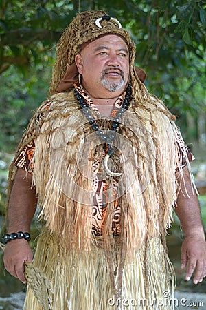 Pacific Islander tribal chief man in Rarotonga Cook Island Stock Photo