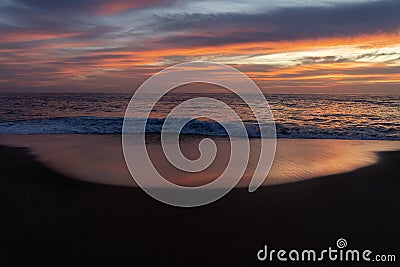 Pacific ocean beach sunset in todos santos baja california mexico Stock Photo