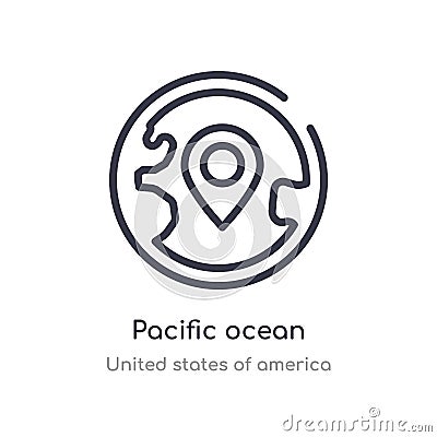 pacific ocean outline icon. isolated line vector illustration from united states of america collection. editable thin stroke Vector Illustration