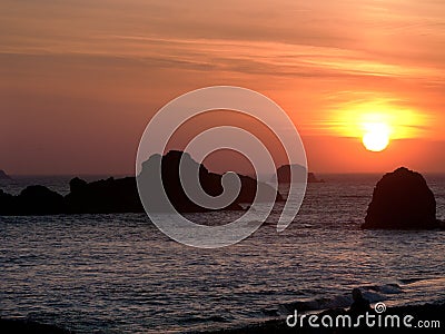 Pacific Ocean sunset near Crescent City California Stock Photo