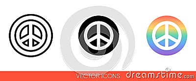 Pacific, peace sign, international symbol of peace, disarmament, antiwar movement on rainbow circle background icon Vector Illustration