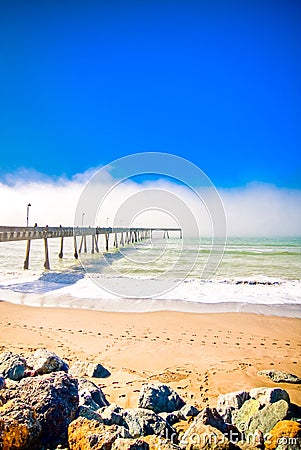 Pacifica Pier, Pacifica, California, sea wave Stock Photo