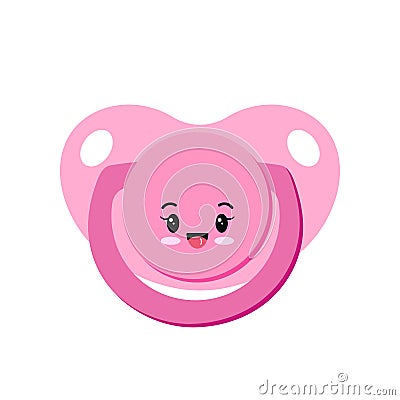 Pacifier baby dummy girl character vector icon Vector Illustration