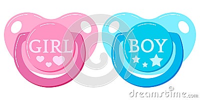 Pacifier baby dummy vector icon set isolated on white background. Vector Illustration