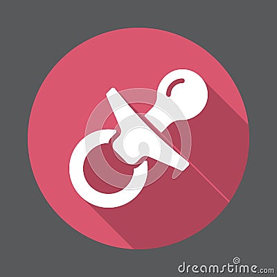 Pacifier, dummy flat icon. Round colorful button, circular vector sign with long shadow effect. Vector Illustration