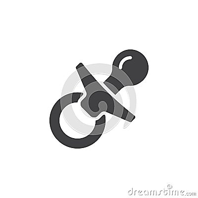 Pacifier, dummy icon vector, plastic or silicone nipple filled flat sign, solid pictogram isolated on white. Vector Illustration