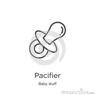 pacifier icon vector from baby stuff collection. Thin line pacifier outline icon vector illustration. Outline, thin line pacifier Vector Illustration