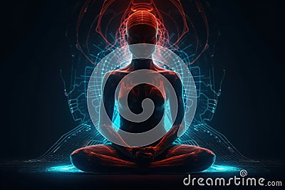 Pacifying spirituality Concept of meditation and spiritual practice, expanding of consciousness, chakras and astral body Stock Photo