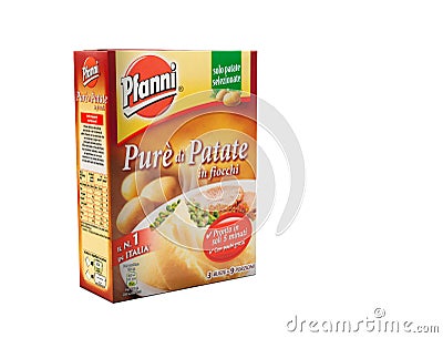 Pack with bags of mashed potatoes Pfanni brand Editorial Stock Photo