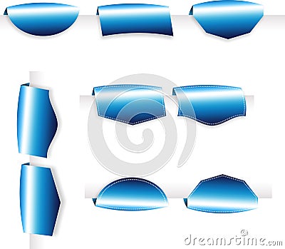 Pack of blue tags, labels, bookmarks Stock Photo