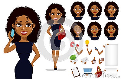 African American business woman cartoon character Vector Illustration