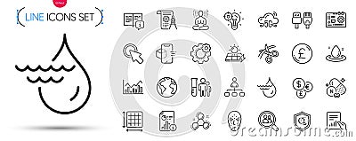 Pack of Chemistry molecule, Vitamin n and Search employees line icons. Pictogram icon. Vector Stock Photo