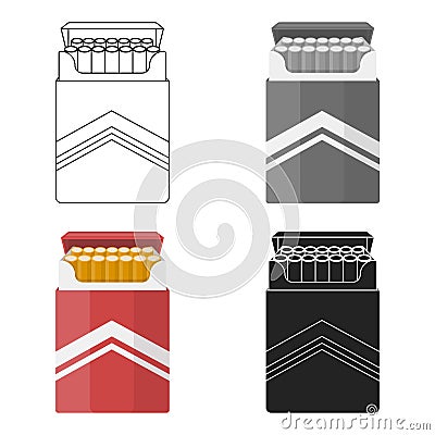 Pack of cigarettes icon in cartoon style isolated on white background. Drugs symbol stock vector illustration. Vector Illustration