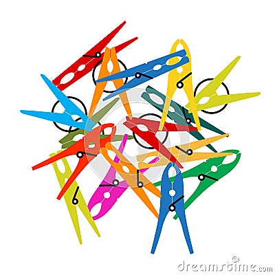 Pack of Clothes Peg. Vector. Vector Illustration