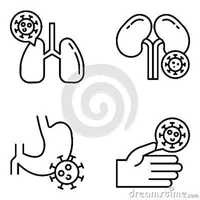 Pack of Covid Infection Linear Icons Stock Photo