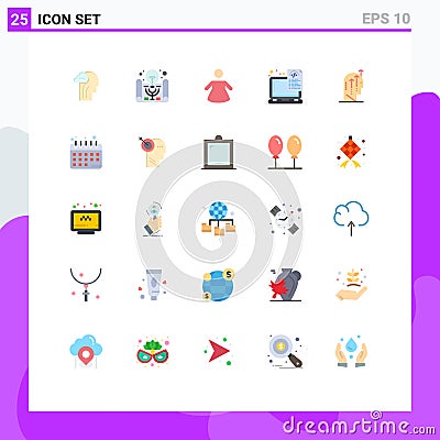 Pack of 25 creative Flat Colors of human, emotional, people, coding, files Vector Illustration