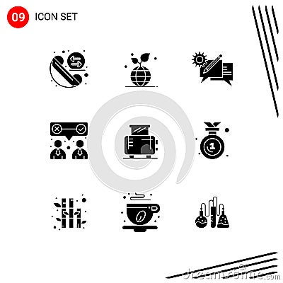 Pack of 9 creative Solid Glyphs of electric, team, chat, our, message Vector Illustration