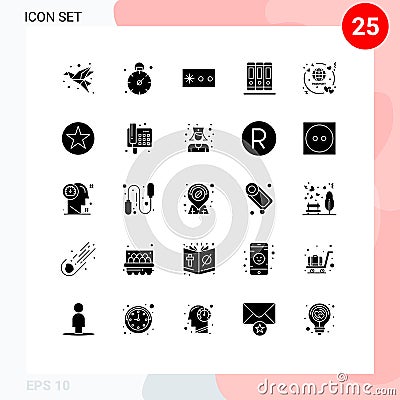 25 User Interface Solid Glyph Pack of modern Signs and Symbols of travel, passport, password, honeymoon, education Vector Illustration