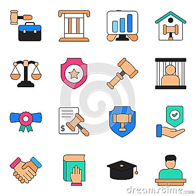 Pack of Crime and Law Icons Vector Illustration