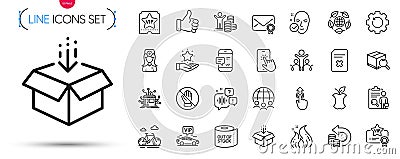 Pack of Distribution, Loyalty program and Corrupt line icons. Pictogram icon. Vector Stock Photo