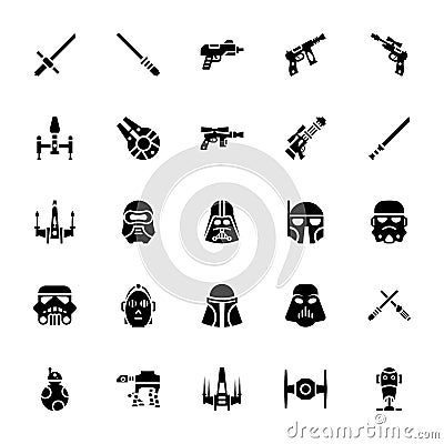 Star wars glyph icons Editorial Stock Photo