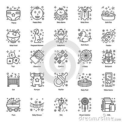 Pack Of Family Relations line Icons Vector Illustration