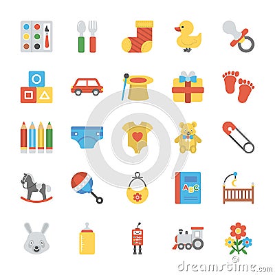 Children and Kids Icons Set Stock Photo