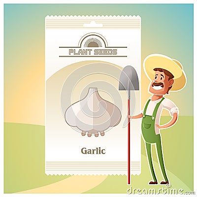 Pack of garlic seeds icon Vector Illustration