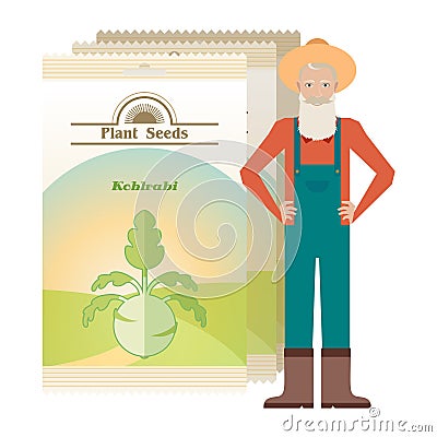 Pack of Kohlrabi seeds icon Vector Illustration
