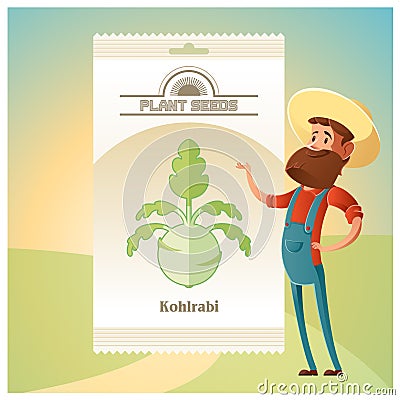 Pack of Kohlrabi seeds icon Vector Illustration