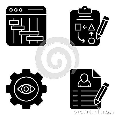 Pack of Management and Setting Solid Icons Vector Illustration