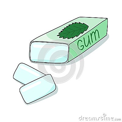 Pack of mint flavor chewing gum, fresh breath or mouth freshener, vector Vector Illustration