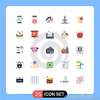 Pack of 25 Modern Flat Colors Signs and Symbols for Web Print Media such as human, brain, business, spa, stick Vector Illustration