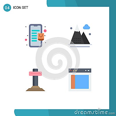 Pack of 4 Modern Flat Icons Signs and Symbols for Web Print Media such as bag, celebration, online store, game, cross Vector Illustration