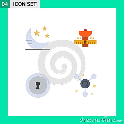 Pack of 4 Modern Flat Icons Signs and Symbols for Web Print Media such as mode, keyhole, star, satelite, secret Vector Illustration