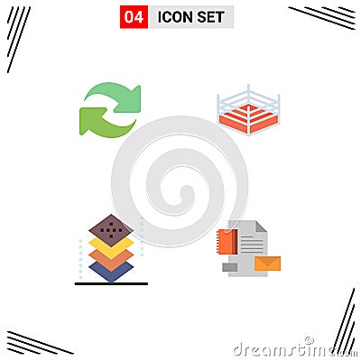 Pack of 4 Modern Flat Icons Signs and Symbols for Web Print Media such as refresh, development, repeat, wrestling, programing Vector Illustration