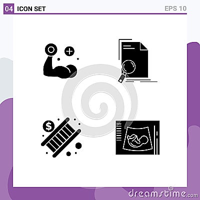 Pack of Modern Solid Glyphs Signs and Symbols for Web Print Media such as fitness, banking, muscle, file, money Vector Illustration