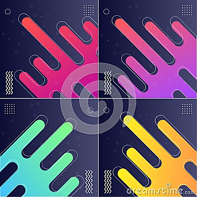 Pack of 4 Modish Backgrounds with Designed Shapes Vector Illustrations Vector Illustration